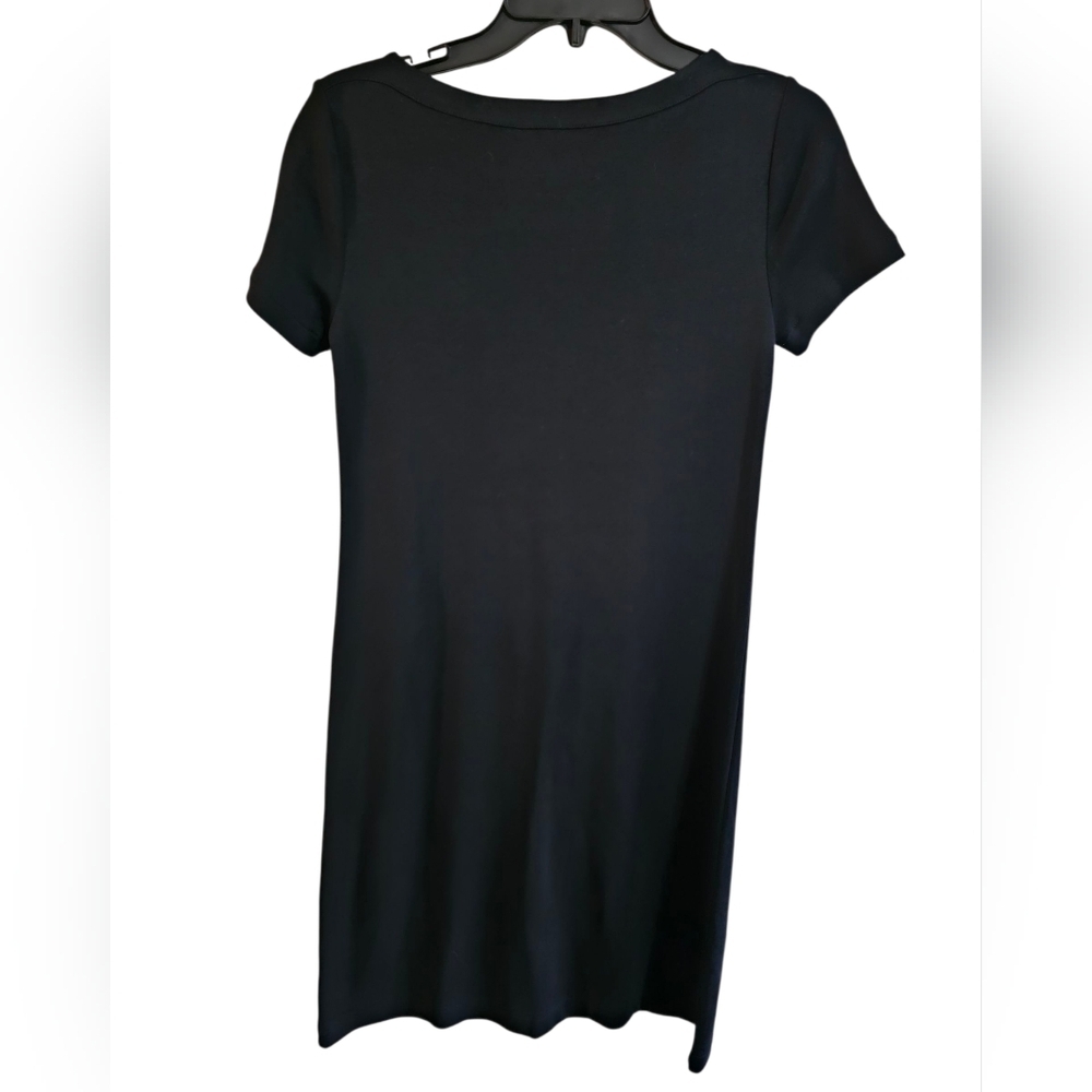 Talbots Women XS Black Sheath Dress Minimalist Cotton Knit Essential Elevated - Picture 3 of 6